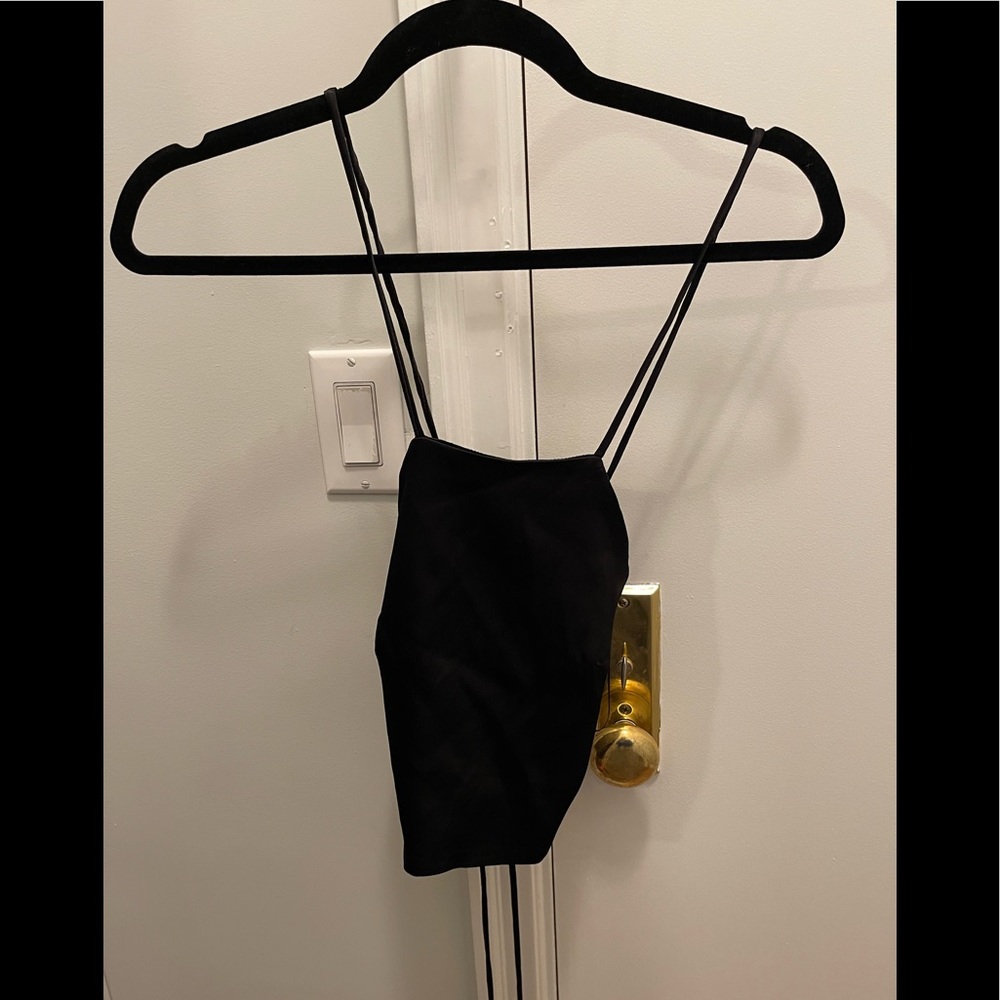 Zara silk cross cross crop top blouse